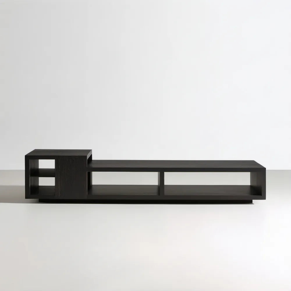 Czarna ława z płyty MDF z fornirem dębowym, 160 × 35 × 40 cm