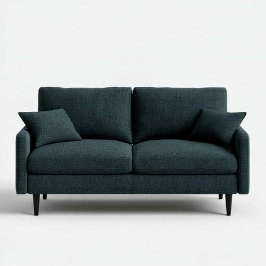 Granatowa sofa dwuosobowa z czarnymi nogami, 160 x 86 x 84 cm