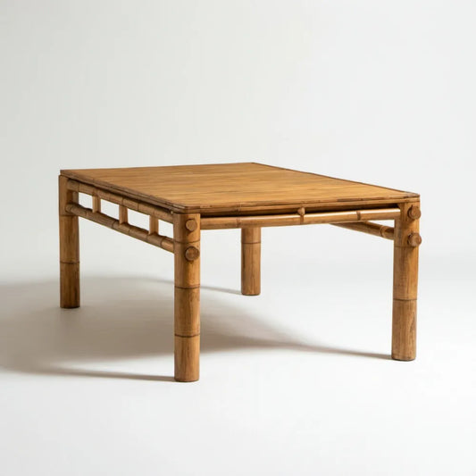 Prostokątny stolik kawowy z naturalnego bambusa 90 x 60 x 45 cm