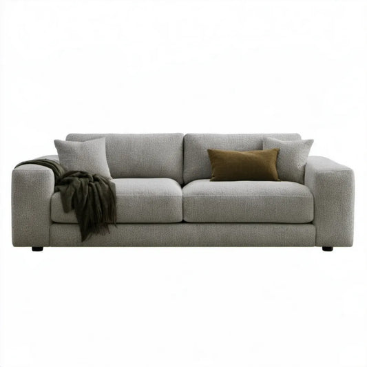 Sofa 3-osobowa boucle jasnoszara 220 x 95 x 85 cm