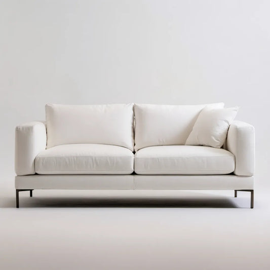 Biała sofa dwuosobowa z tapicerką poliestrową, 200 × 90 × 84 cm