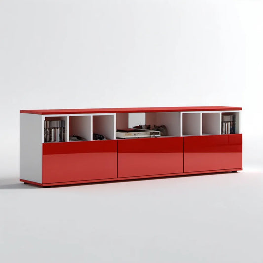 Szafka RTV czerwono-biała z płyty laminowanej 180 x 40 x 55 cm