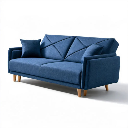 Granatowa sofa trzyosobowa z tapicerką poliestrową, 200 x 90 x 85 cm