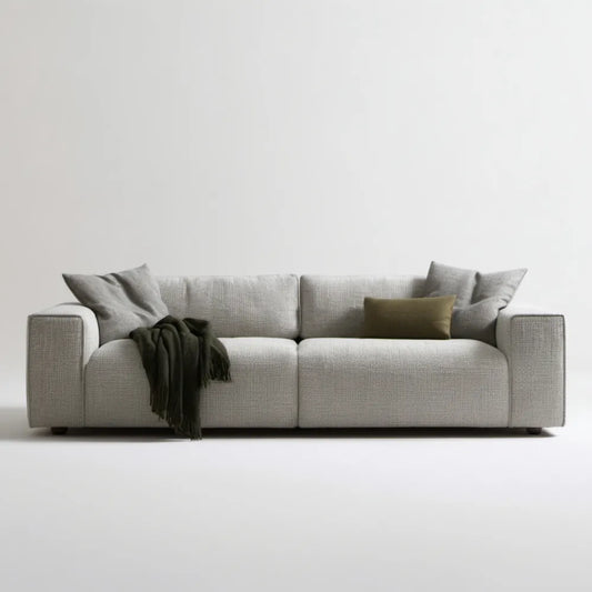 Trzyosobowa sofa jasnoszara z tapicerką poliestrową, 230 x 95 x 85 cm