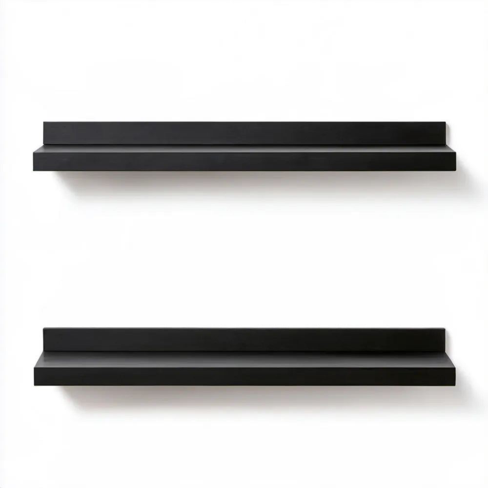 Zestaw 2 czarnych półek ściennych z MDF 80 × 20 × 10 cm