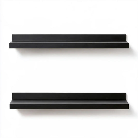 Zestaw 2 czarnych półek ściennych z MDF 80 × 20 × 10 cm
