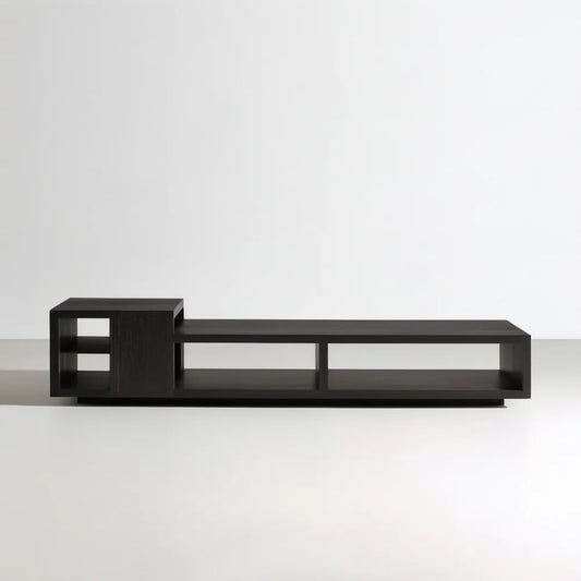 Czarna ława z płyty MDF z fornirem dębowym, 160 × 35 × 40 cm