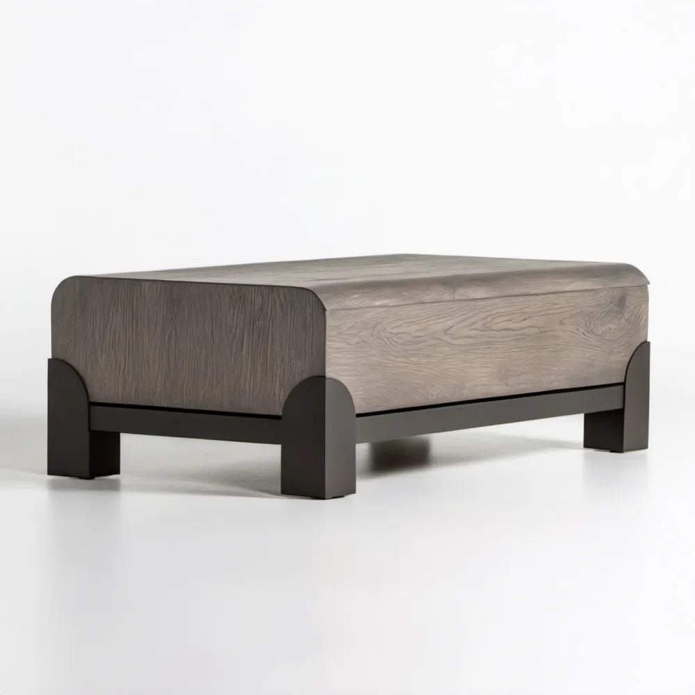 Prostokątny stolik kawowy MDF w dekorze szarego dębu i czerni, 120 × 60 × 40 cm