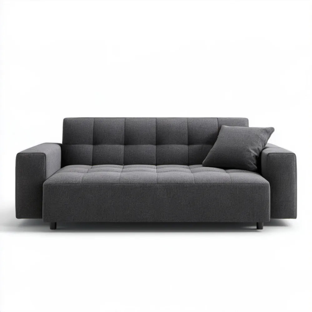 Sofa trzyosobowa ciemnoszara z tkaniny poliestrowej 220 × 95 × 85 cm